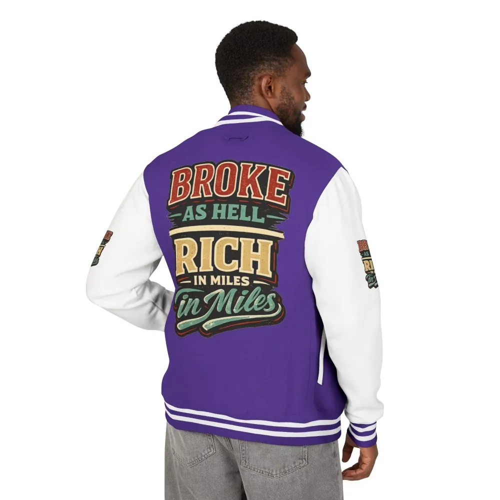 Unisex Heavyweight Letterman Jacket — "Broke As Hell" Design F**K-Line