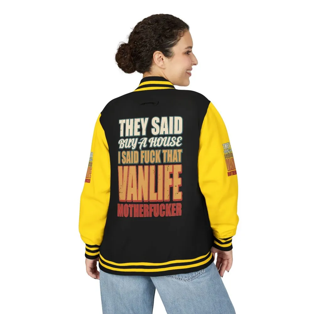 16892498007845073107_2048.jpeg Unisex Heavyweight Letterman Jacket — "They Said Buy A House" Design F**K-Line