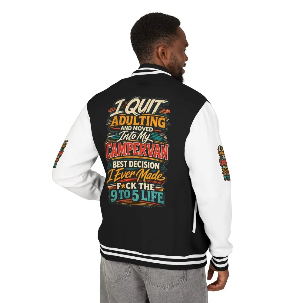 Unisex Heavyweight Letterman Jacket — "I Quit Adulting" Design F**K-Line