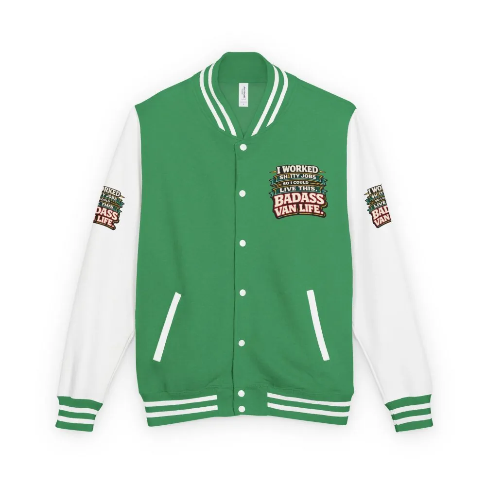 Unisex Heavyweight Letterman Jacket — "I Worked Shitty Jobs" Design F**K-Line