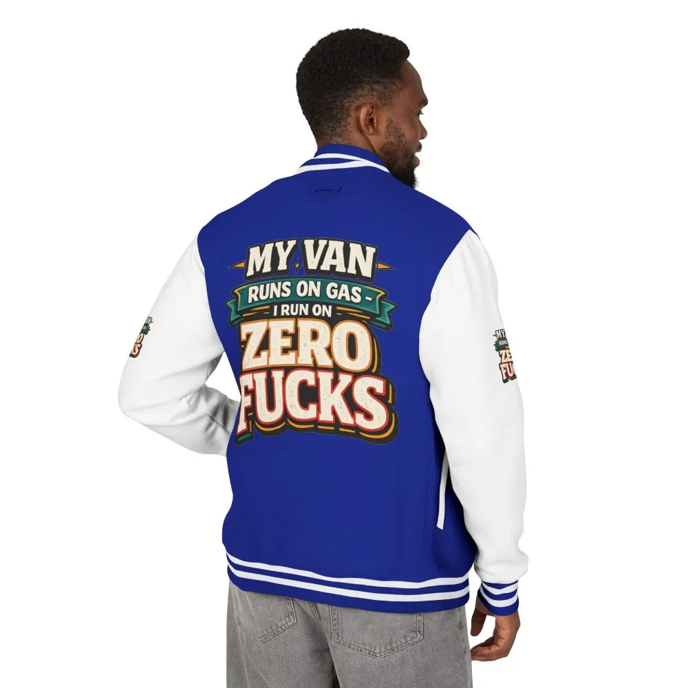 Unisex Heavyweight Letterman Jacket — "My Van Runs On Gas" Design F**K-Line