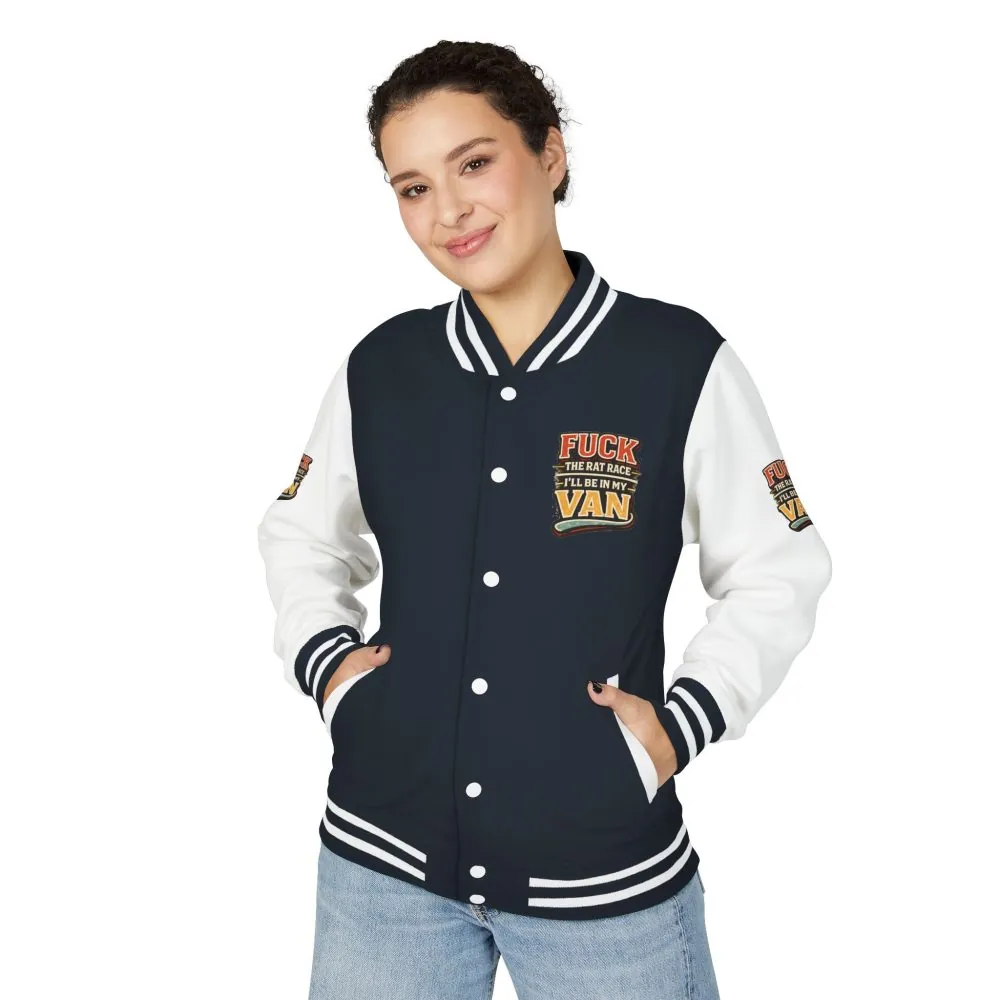 Unisex Heavyweight Letterman Jacket — "Fuck The Rat Race" Design F**K-Line
