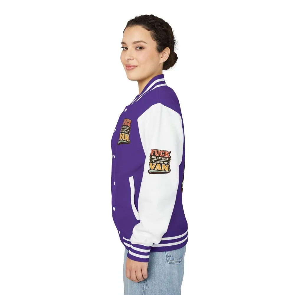 Unisex Heavyweight Letterman Jacket — "Fuck The Rat Race" Design F**K-Line