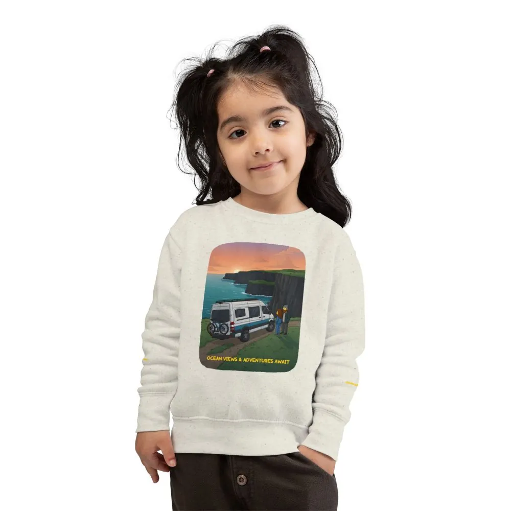 Toddler Sweatshirt - "Ocean Views-Adventures Awaits" (Design Sitcom-Line)