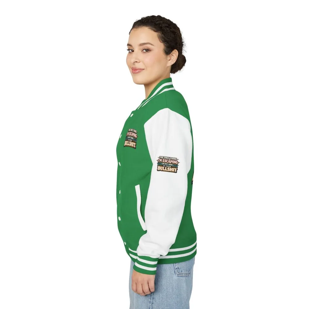 Unisex Heavyweight Letterman Jacket — "The Only Thing I´m Escaping" Design F**K-Line