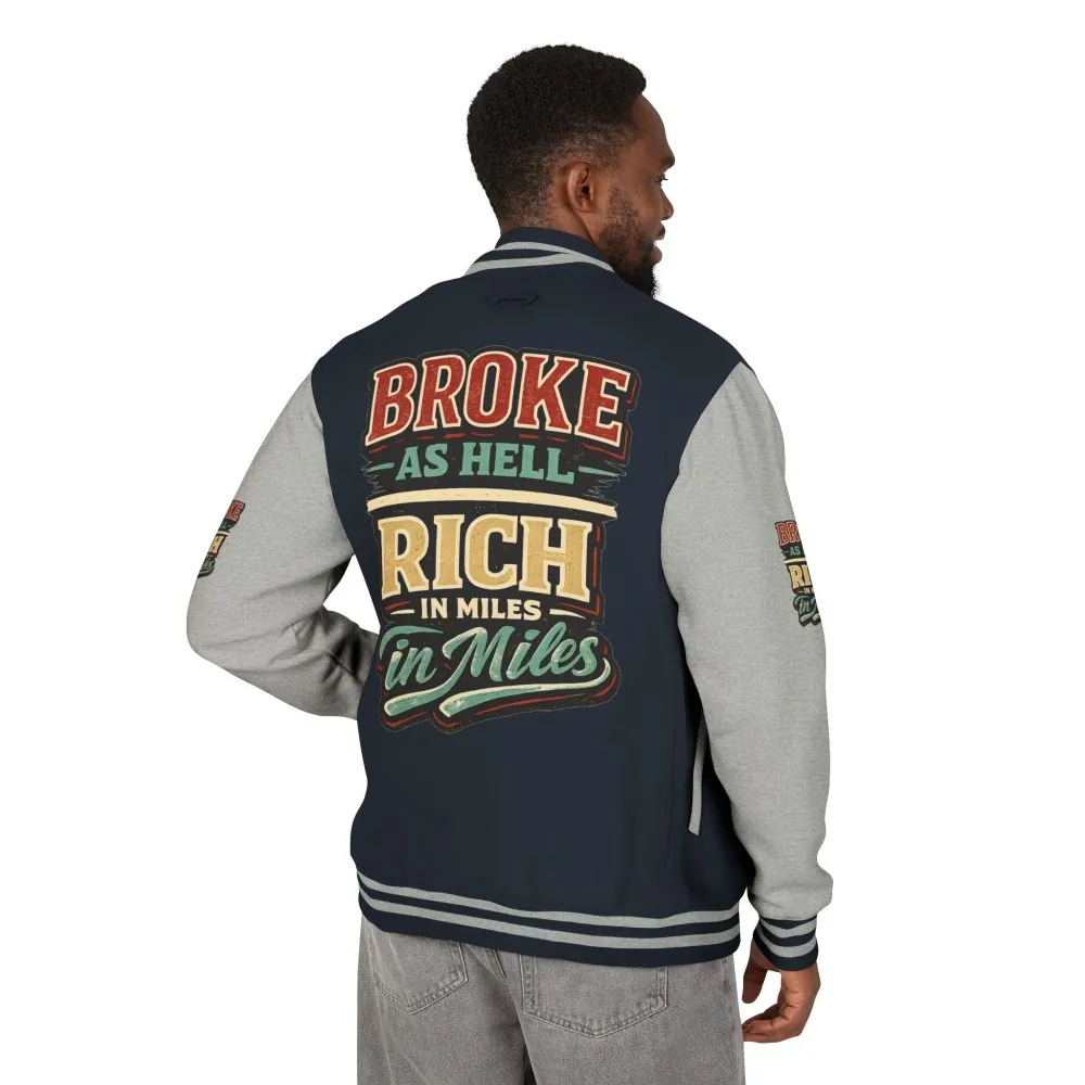 Unisex Heavyweight Letterman Jacket — "Broke As Hell" Design F**K-Line
