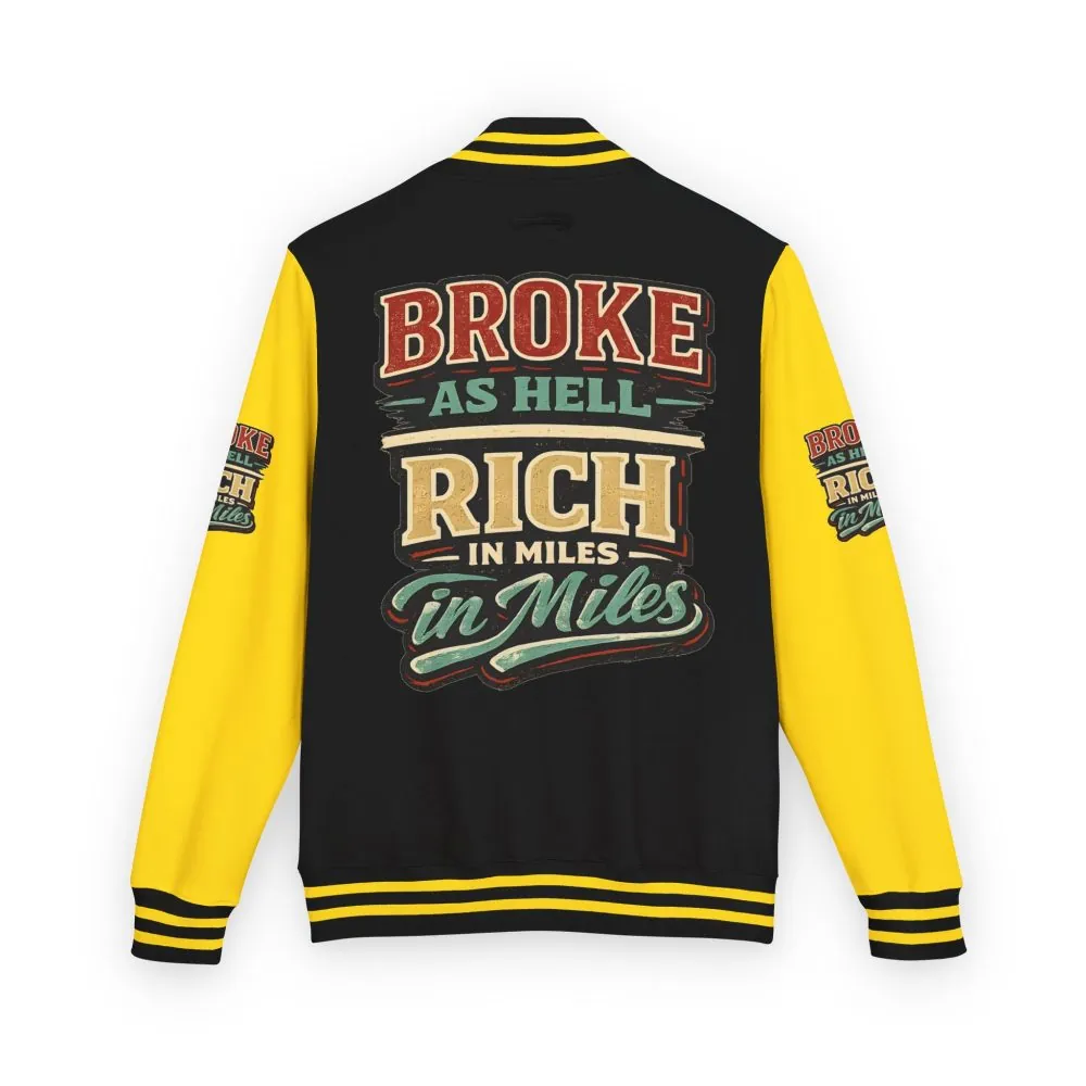 Unisex Heavyweight Letterman Jacket — "Broke As Hell" Design F**K-Line