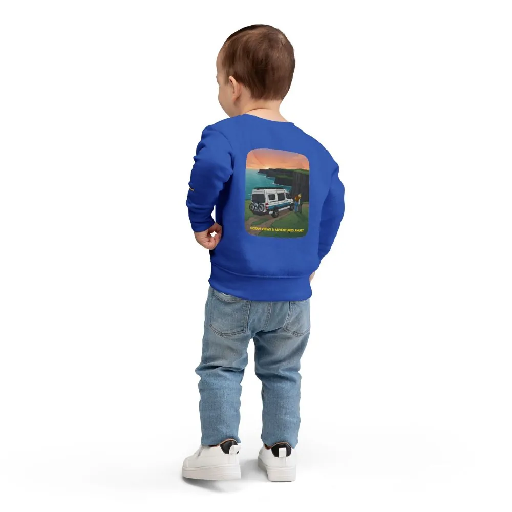 Toddler Sweatshirt - "Ocean Views-Adventures Awaits" (Design Sitcom-Line)