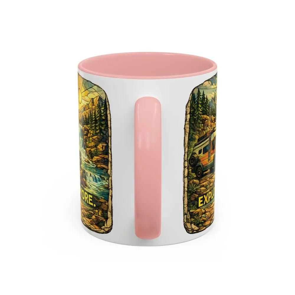 Accent Coffee Mug (11, 15oz) — "Explore More" Design Cubic-Line