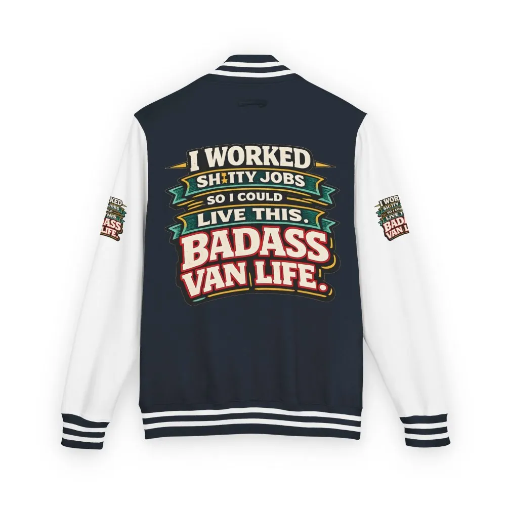 Unisex Heavyweight Letterman Jacket — "I Worked Shitty Jobs" Design F**K-Line