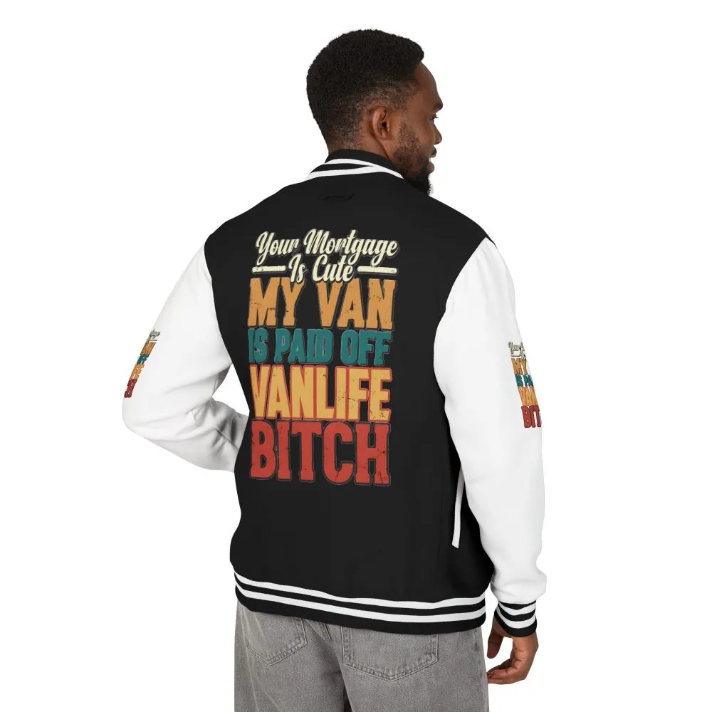 Unisex Heavyweight Letterman Jacket — "Your Mortgage Is Cute" Design F**K-Line