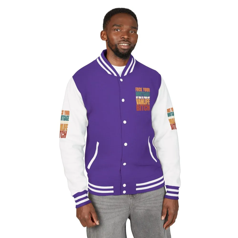 Unisex Heavyweight Letterman Jacket — "Fuck Your Mortgage" Design F**K-Line