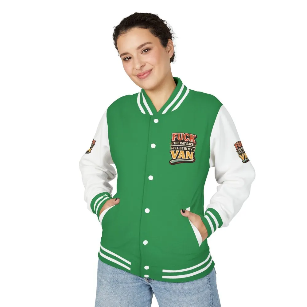 Unisex Heavyweight Letterman Jacket — "Fuck The Rat Race" Design F**K-Line