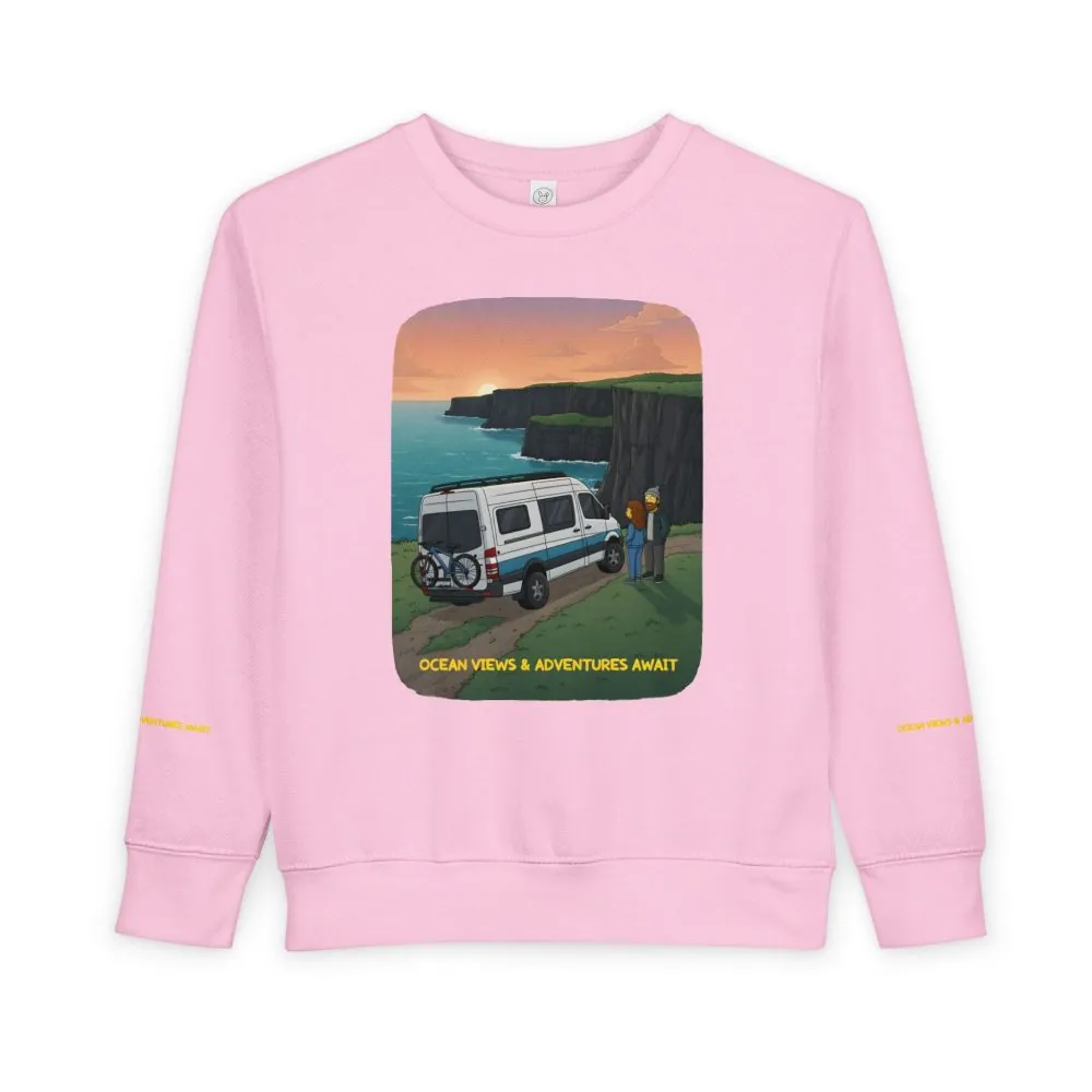Toddler Sweatshirt - "Ocean Views-Adventures Awaits" (Design Sitcom-Line)