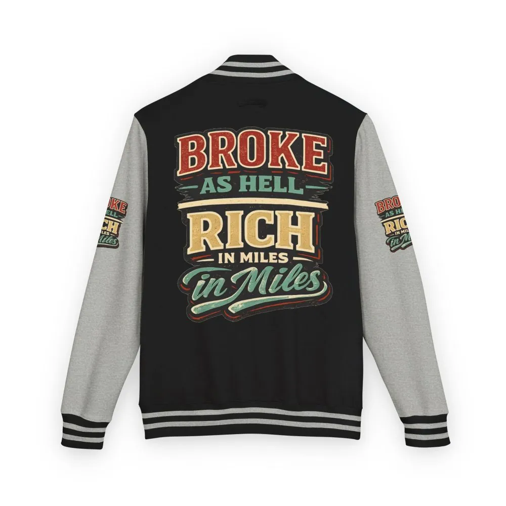 Unisex Heavyweight Letterman Jacket — "Broke As Hell" Design F**K-Line