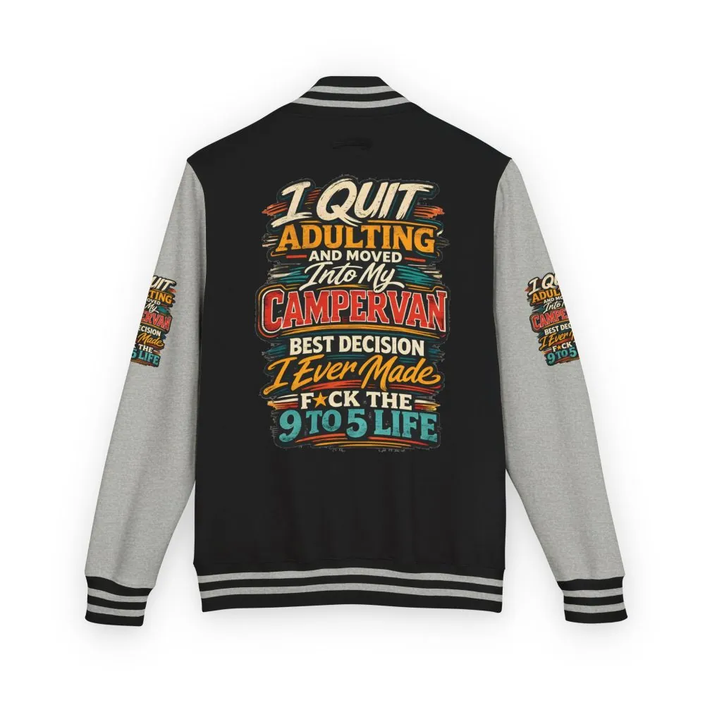 Unisex Heavyweight Letterman Jacket — "I Quit Adulting" Design F**K-Line