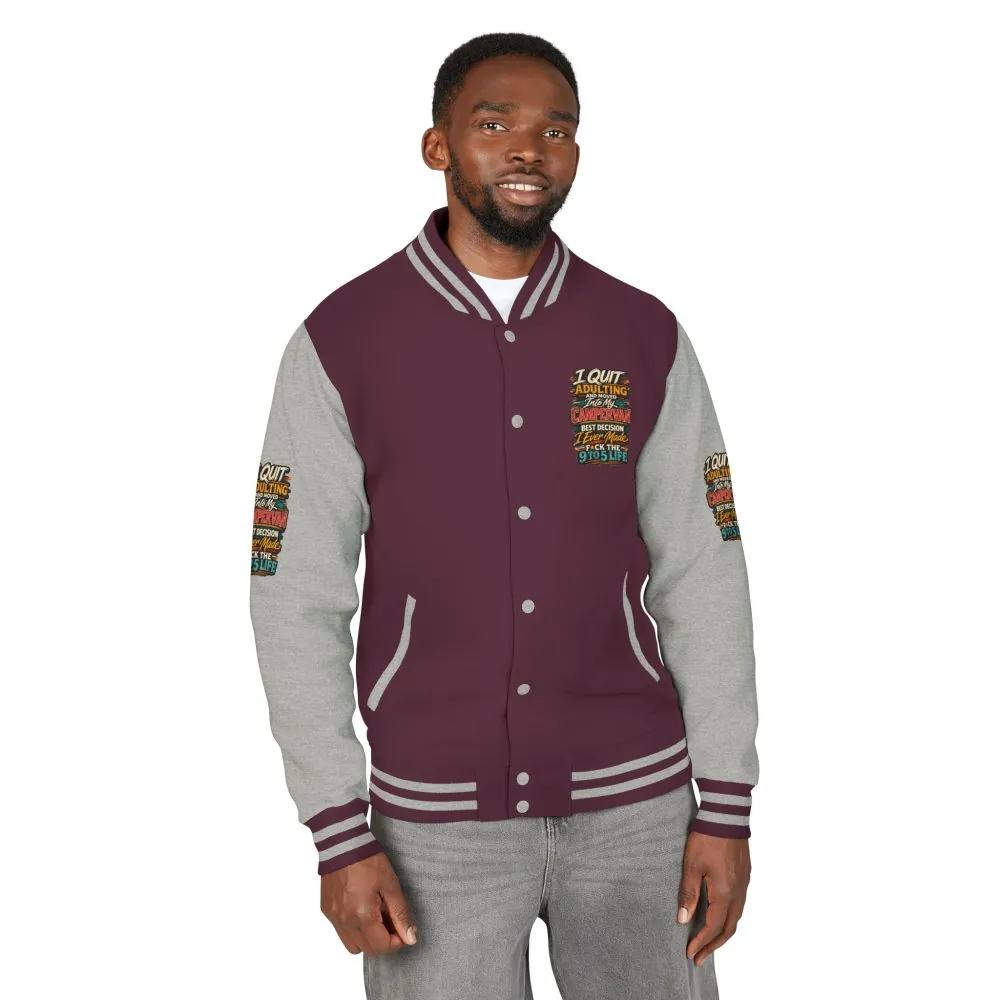 Unisex Heavyweight Letterman Jacket — "I Quit Adulting" Design F**K-Line
