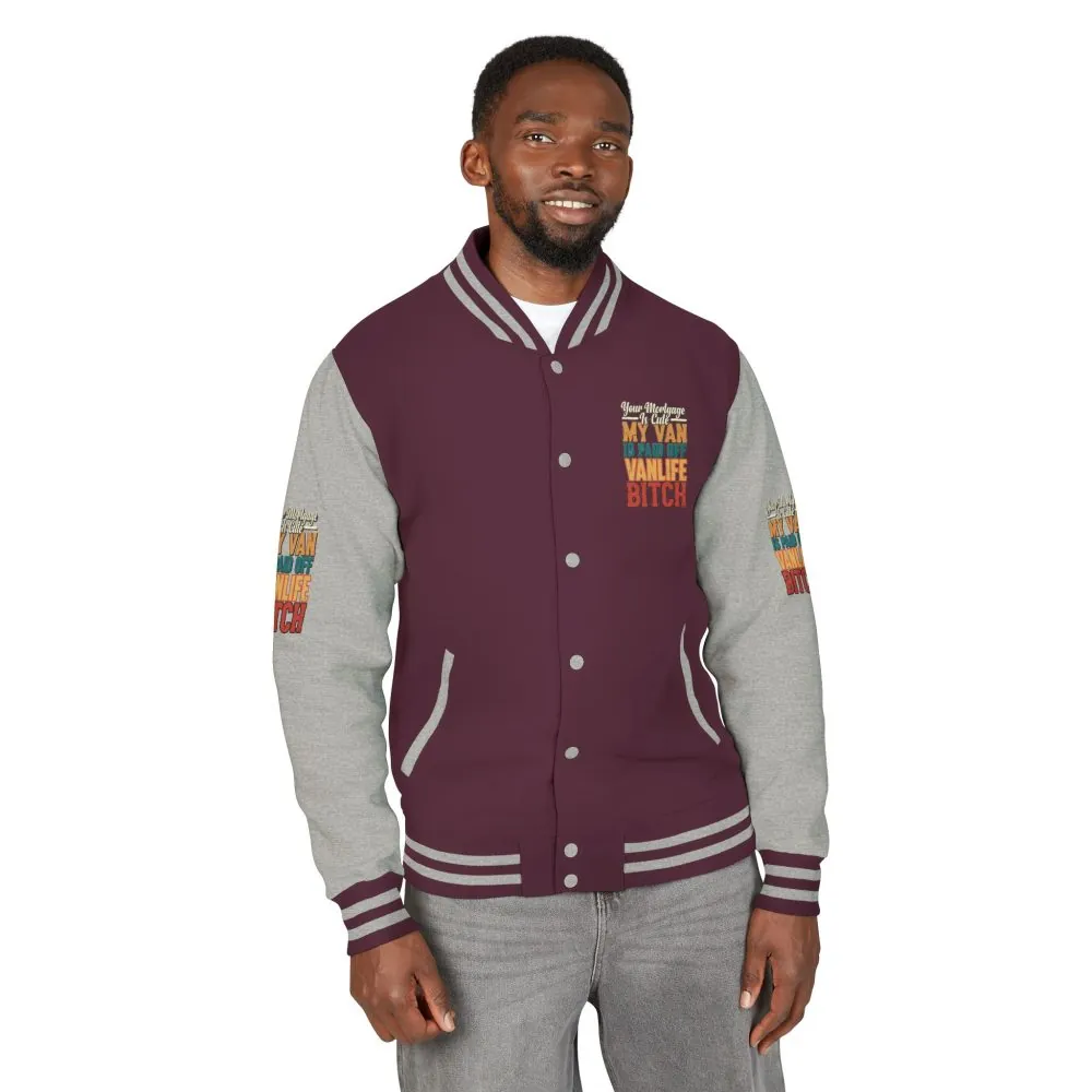 Unisex Heavyweight Letterman Jacket — "Your Mortgage Is Cute" Design F**K-Line