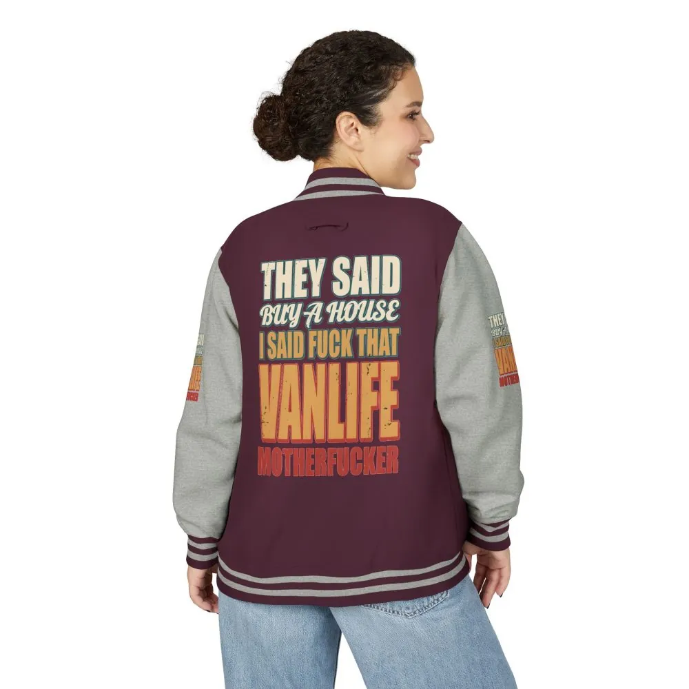 17856528496433633993_2048.jpeg Unisex Heavyweight Letterman Jacket — "They Said Buy A House" Design F**K-Line