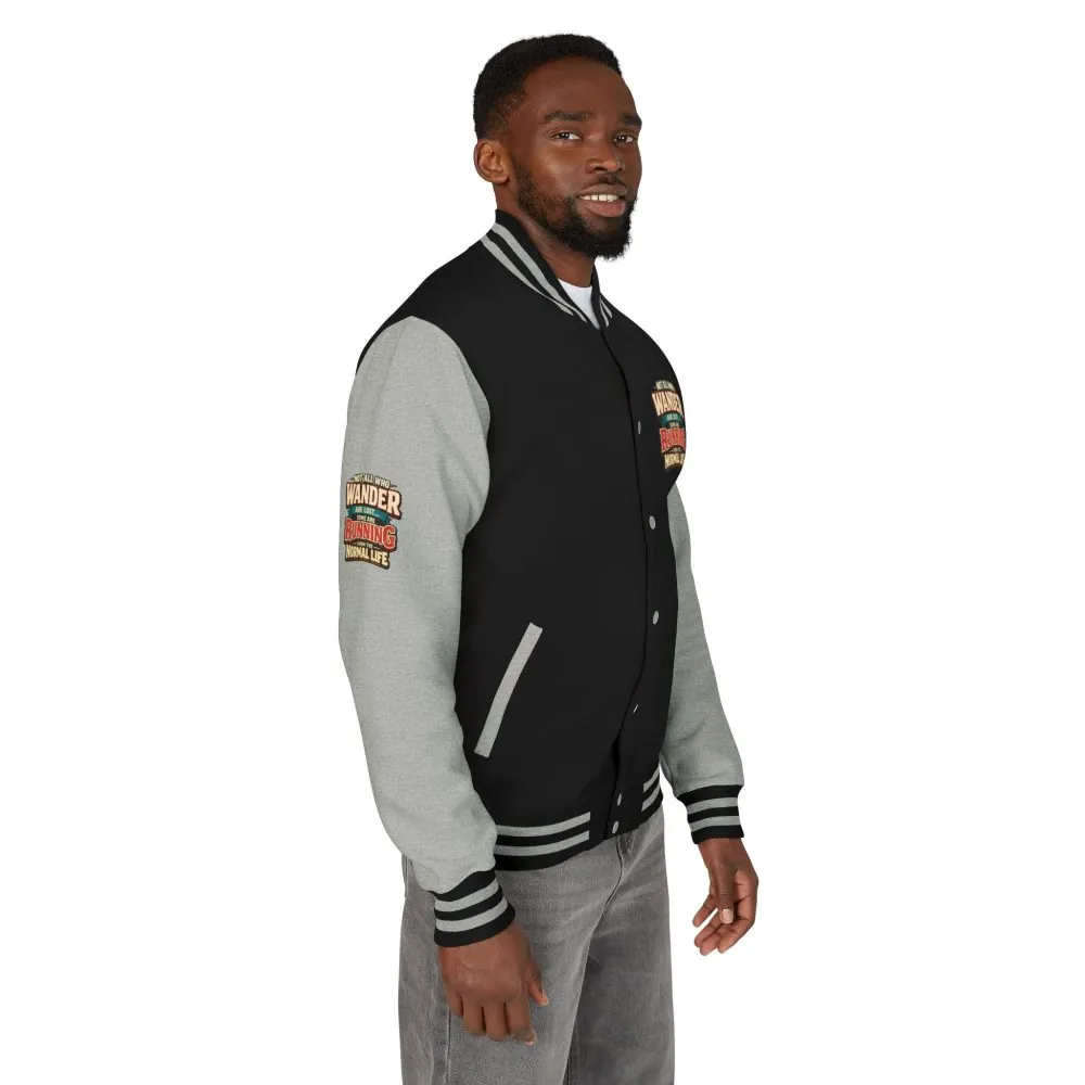 Unisex Heavyweight Letterman Jacket — "Not All Who Wander Are Lost" Design F**K-Line