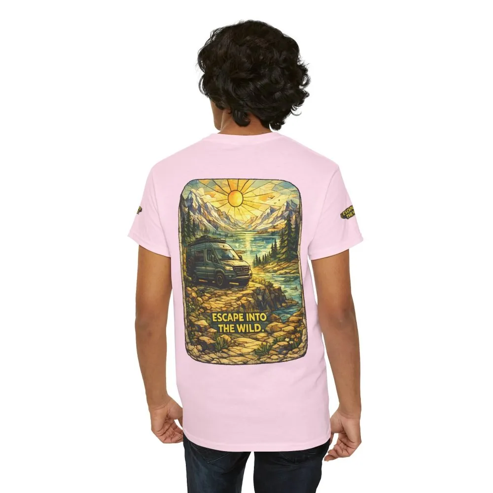 Unisex Heavy Cotton Tee — "Escape Into The Wild" Design Cubic-Line