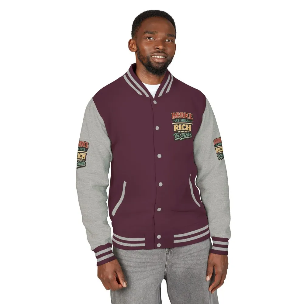 Unisex Heavyweight Letterman Jacket — "Broke As Hell" Design F**K-Line