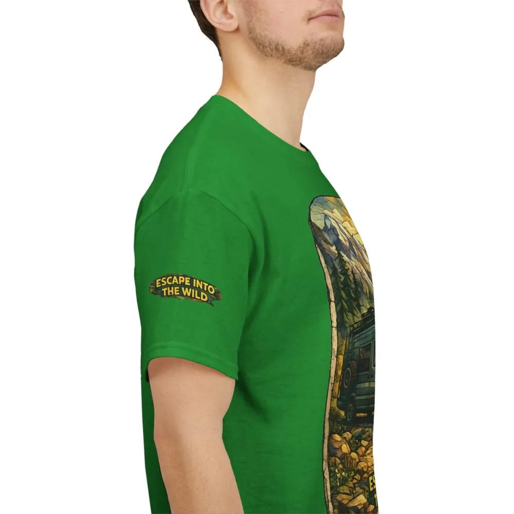 Unisex Heavy Cotton Tee — "Escape Into The Wild" Design Cubic-Line
