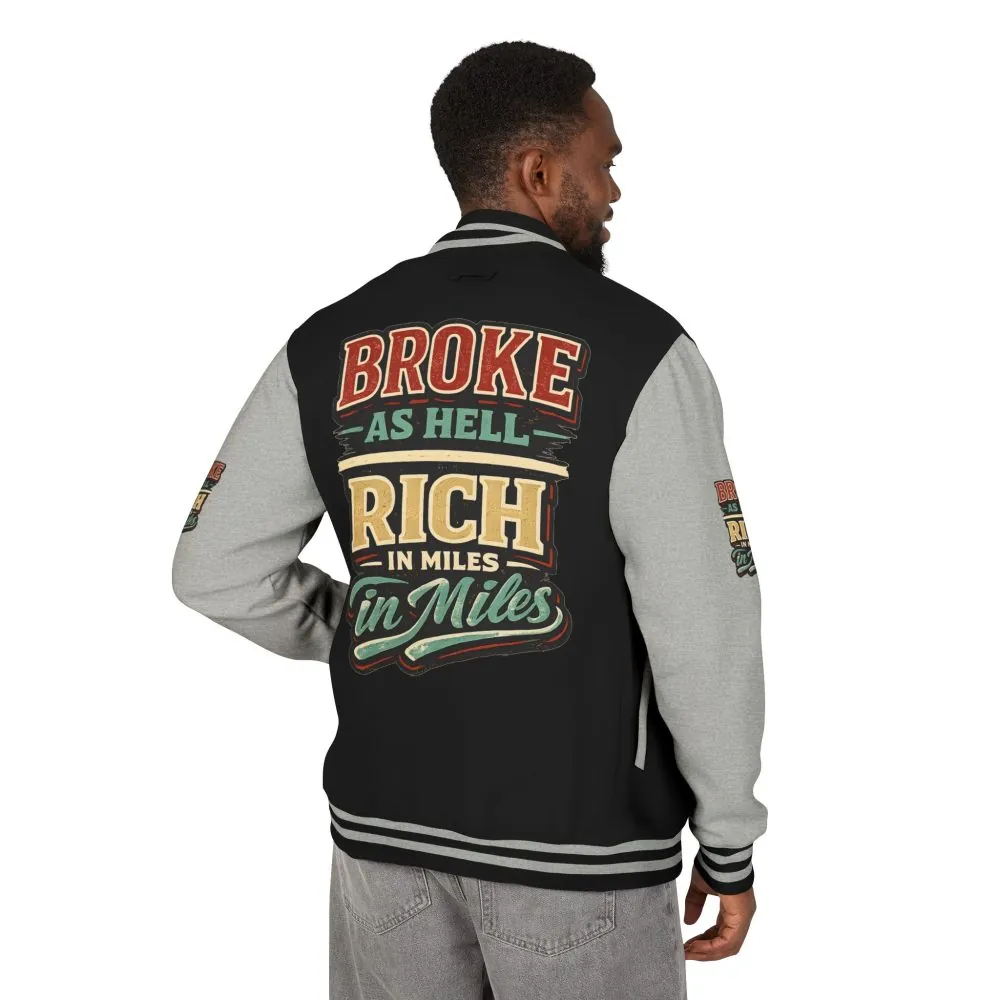 Unisex Heavyweight Letterman Jacket — "Broke As Hell" Design F**K-Line