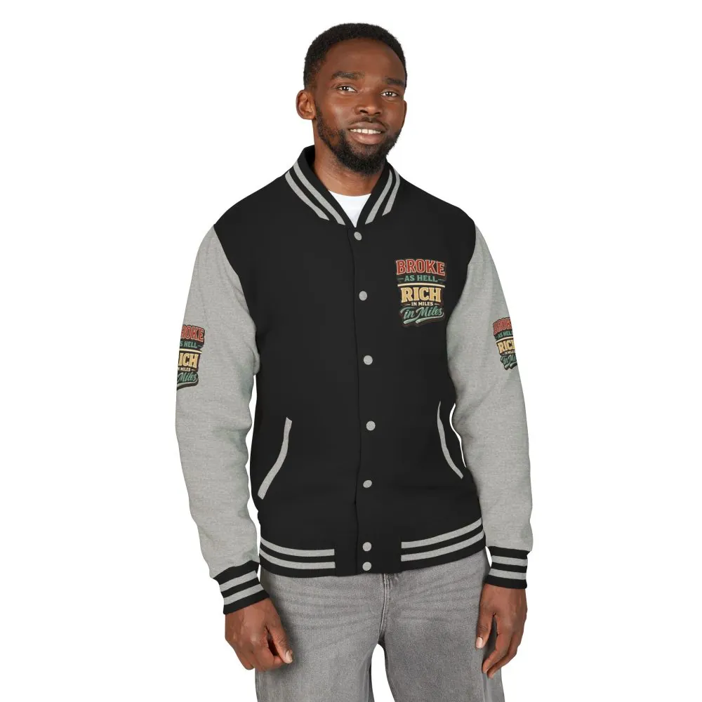 Unisex Heavyweight Letterman Jacket — "Broke As Hell" Design F**K-Line