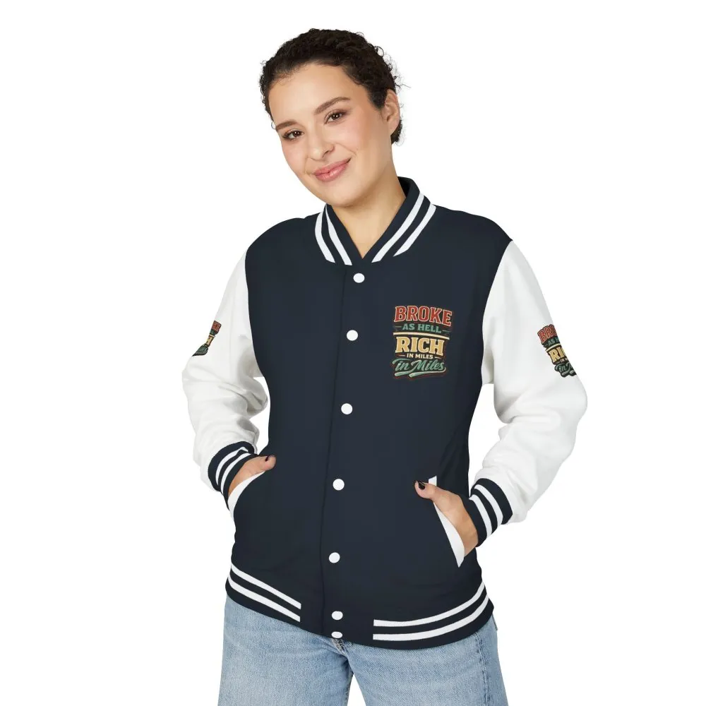 Unisex Heavyweight Letterman Jacket — "Broke As Hell" Design F**K-Line