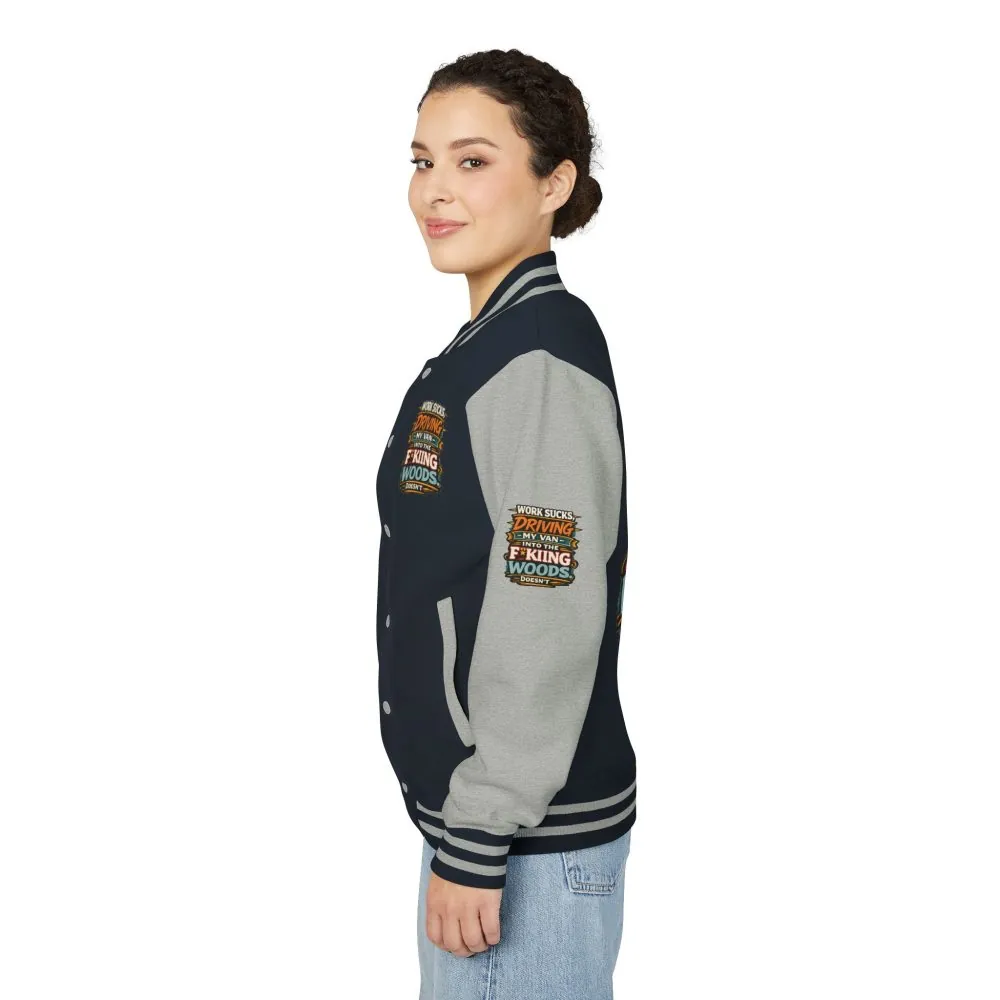 Unisex Heavyweight Letterman Jacket — "Work Sucks" Design F**K-Line