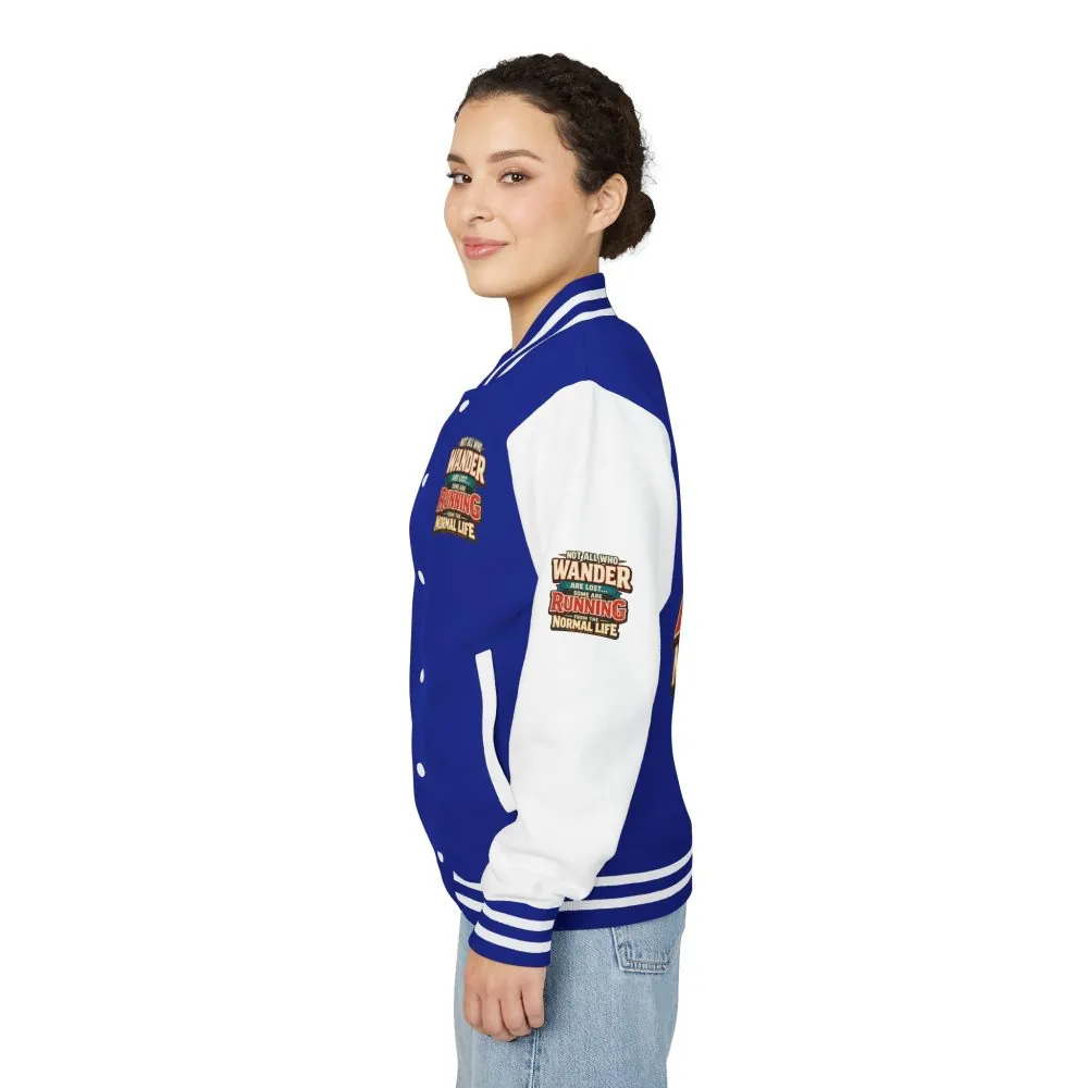 Unisex Heavyweight Letterman Jacket — "Not All Who Wander Are Lost" Design F**K-Line