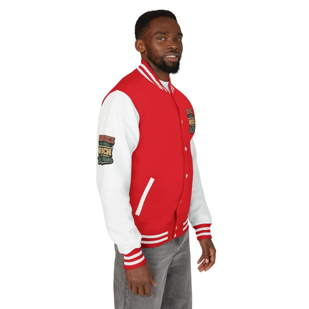 Unisex Heavyweight Letterman Jacket — "Broke As Hell" Design F**K-Line