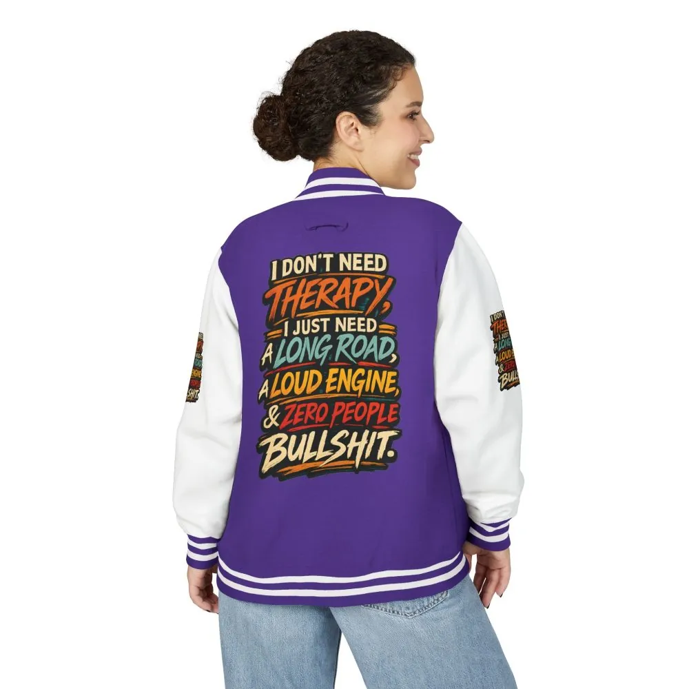 Unisex Heavyweight Letterman Jacket — "I Dont Need Therapy" Design F**K-Line