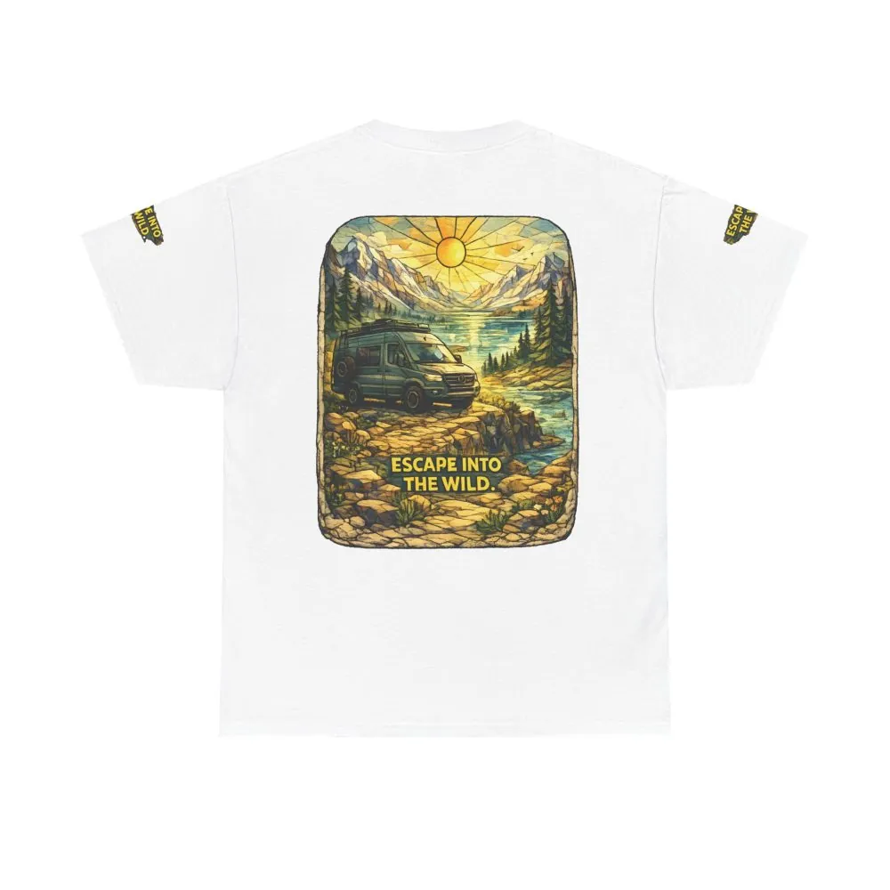 Unisex Heavy Cotton Tee — "Escape Into The Wild" Design Cubic-Line