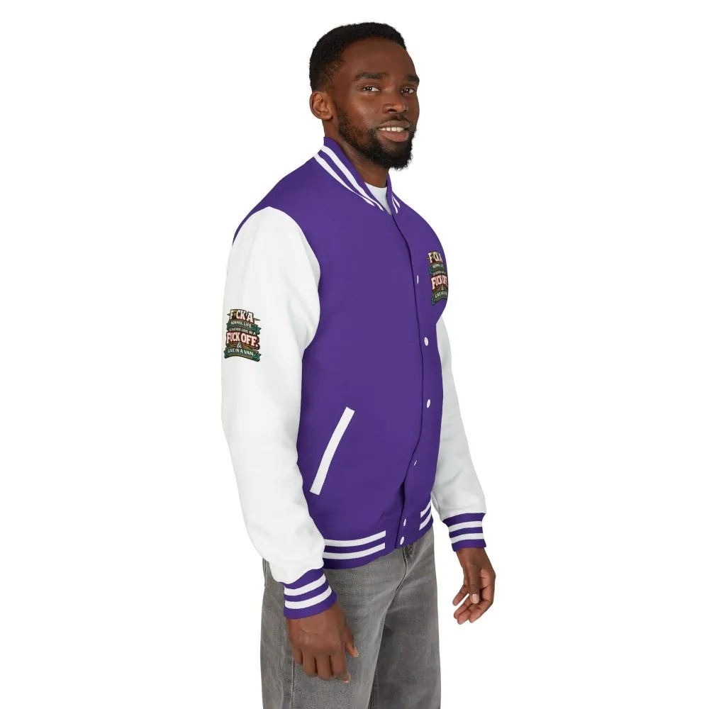 Unisex Heavyweight Letterman Jacket — "Fuck A Normal Life" Design F**K-Line