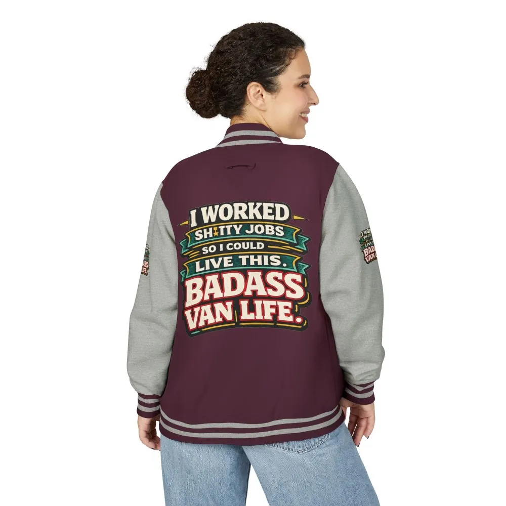 Unisex Heavyweight Letterman Jacket — "I Worked Shitty Jobs" Design F**K-Line