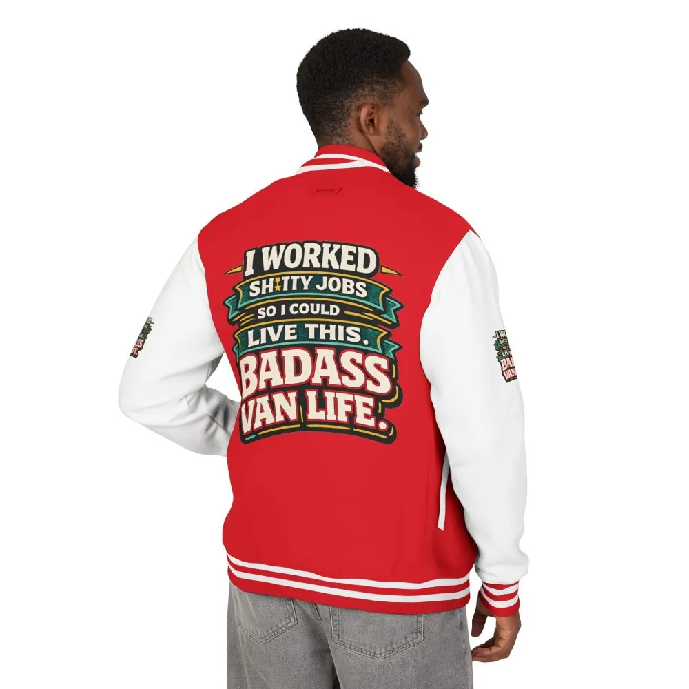 Unisex Heavyweight Letterman Jacket — "I Worked Shitty Jobs" Design F**K-Line