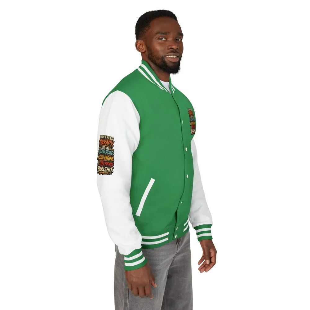 Unisex Heavyweight Letterman Jacket — "I Dont Need Therapy" Design F**K-Line