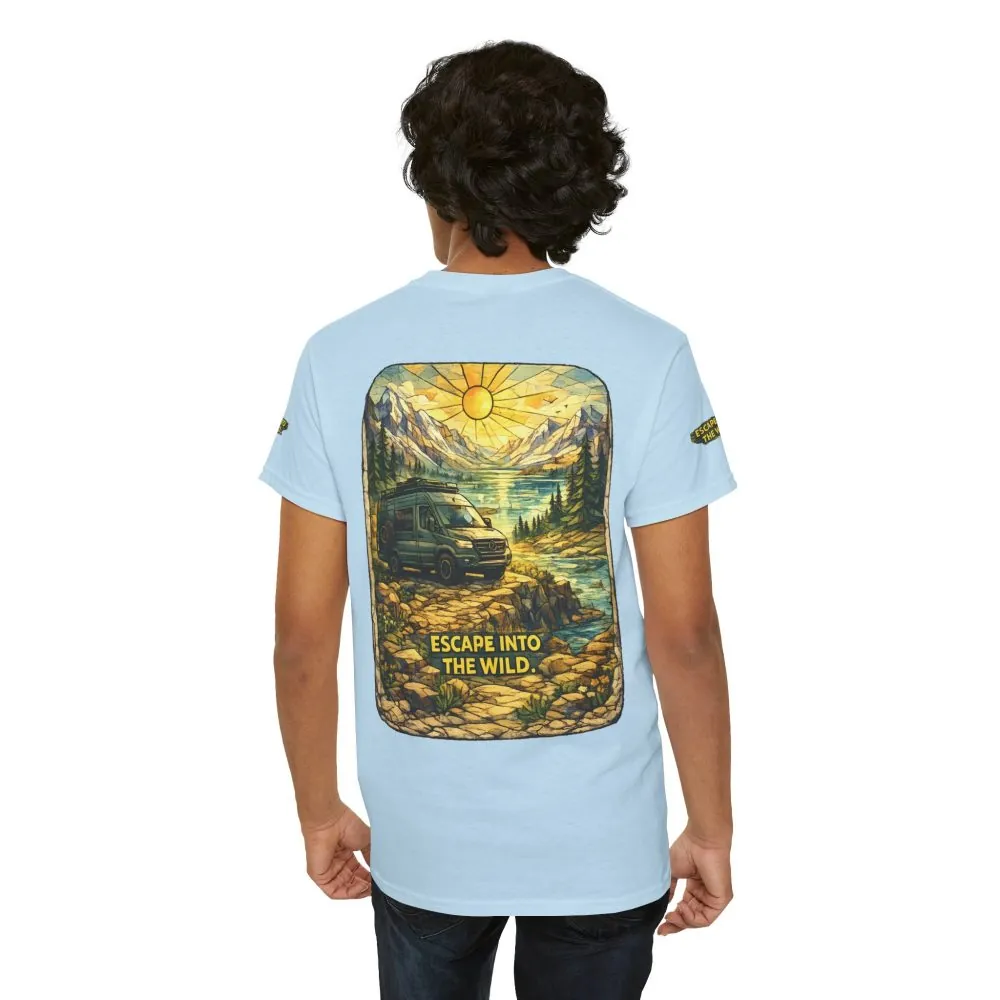 Unisex Heavy Cotton Tee — "Escape Into The Wild" Design Cubic-Line