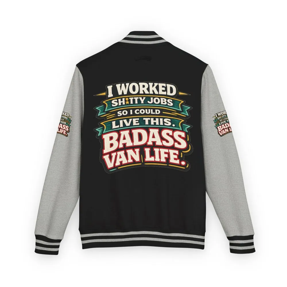 Unisex Heavyweight Letterman Jacket — "I Worked Shitty Jobs" Design F**K-Line