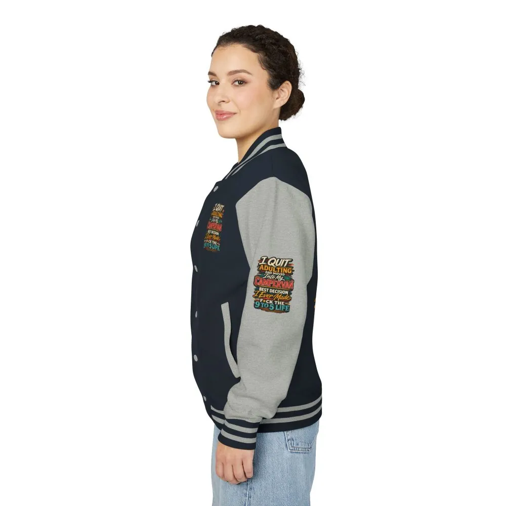 Unisex Heavyweight Letterman Jacket — "I Quit Adulting" Design F**K-Line