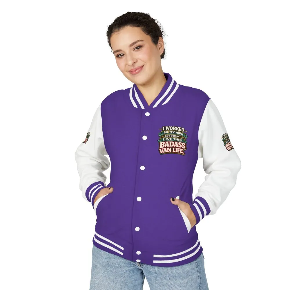 Unisex Heavyweight Letterman Jacket — "I Worked Shitty Jobs" Design F**K-Line