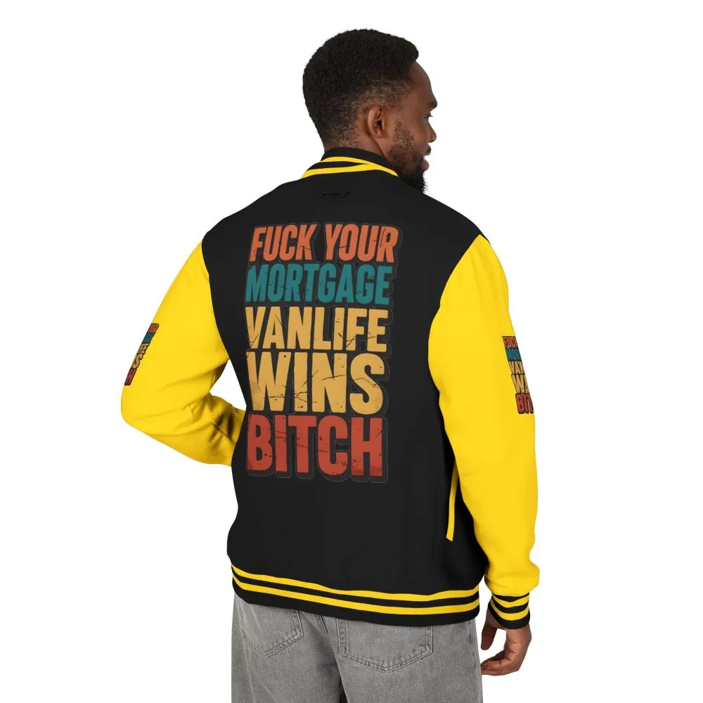 Unisex Heavyweight Letterman Jacket — "Fuck Your Mortgage" Design F**K-Line