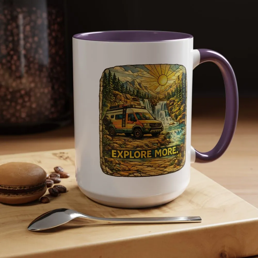 Accent Coffee Mug (11, 15oz) — "Explore More" Design Cubic-Line