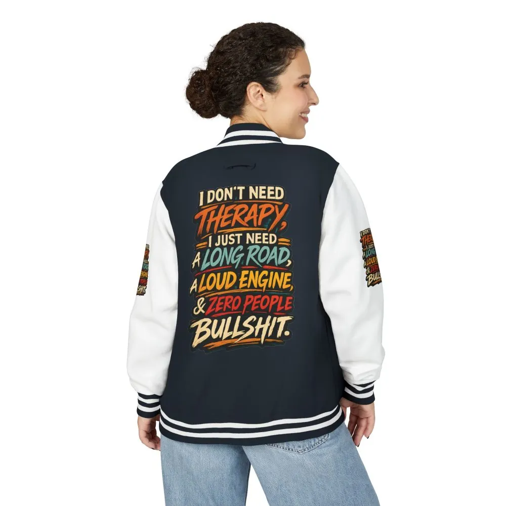 Unisex Heavyweight Letterman Jacket — "I Dont Need Therapy" Design F**K-Line