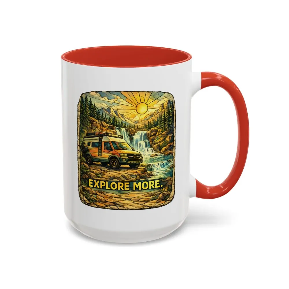 Accent Coffee Mug (11, 15oz) — "Explore More" Design Cubic-Line