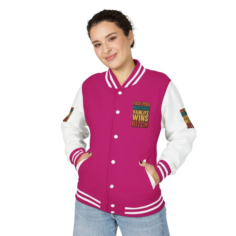 Unisex Heavyweight Letterman Jacket — "Fuck Your Mortgage" Design F**K-Line