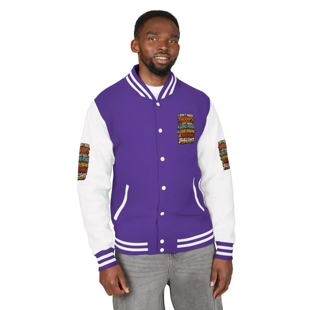 Unisex Heavyweight Letterman Jacket — "I Dont Need Therapy" Design F**K-Line