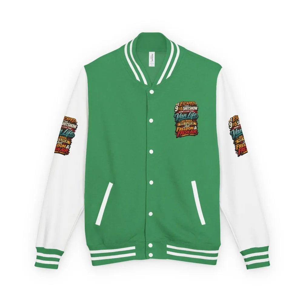 2554767557235741720_2048.jpeg Unisex Heavyweight Letterman Jacket — "I Escaped The 9 To 5" Design F**K-Line